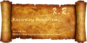 Kazinczy Rovéna névjegykártya